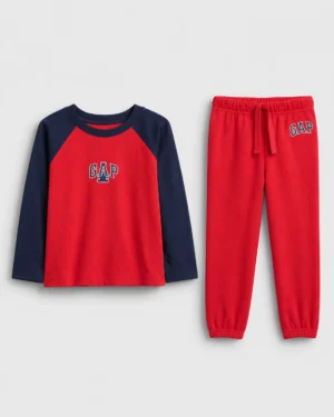 efd2c3d0-9779-4553-860c-9a40e4867b48 babyGap Logo Cotton Top and Fleece Joggers Set